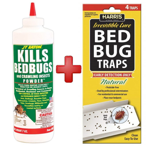 JT Eaton 203 Bedbug Powder Killer With 4 Harris Bed Bug Traps JTHBB04