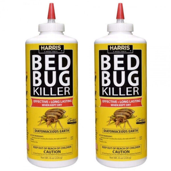 2 Pcs Harris Bed Bug Killer, Diatomaceous Earth Powder, Fast Kill With Extended Residual Protection (8oz)